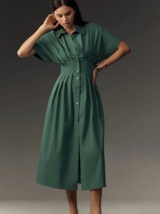 Anthropologie Dresses & Skirts - Exquise Tobie Button-Front Pleated Dress